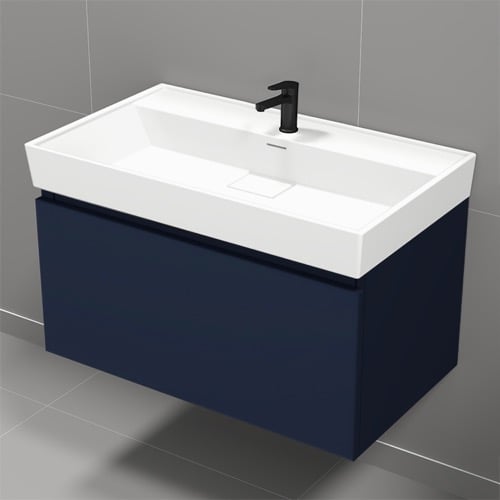 Modern Bathroom Vanity, 32 Inch, Blue Nameeks SHARP29